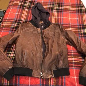 FREE PEOPLE DISTRESSED HOODED JACKET. SIZE 2